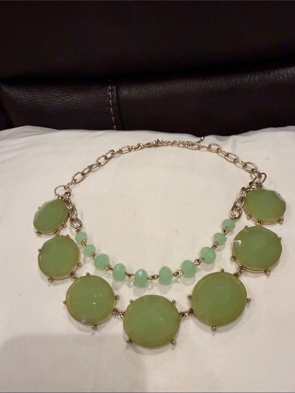 Premier Designs Pale Green Multi-Stone Bib Necklace
